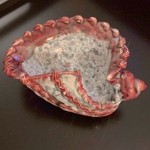 Vintage Italian Fratelli Fanciullacci Retro Glazed Pottery Conch Sea Shell Dish